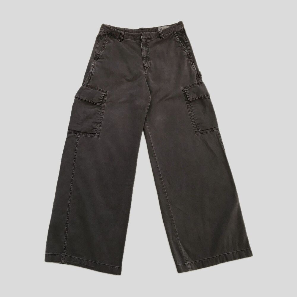 GAP Gray Cotton Baggy Twill Denim Casual Cargo Jeans Pants Womens 12 Tall